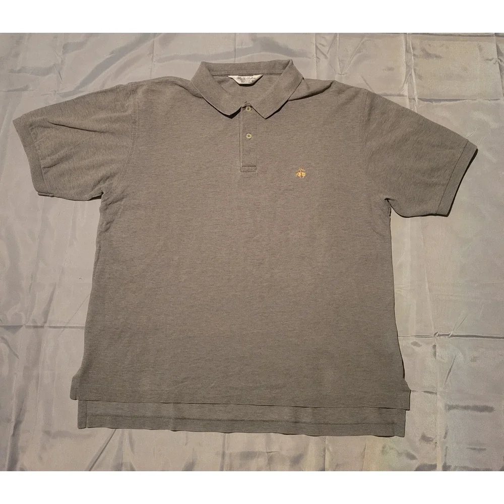 VTG Brooks Brothers‎ Golden Fleece Polo Shirt Gray Large USA 100% Cotton Vintage